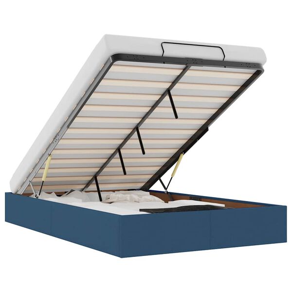 vidaXL Cadru de pat otoman fără saltea Albastru 120x190 cm țesătură