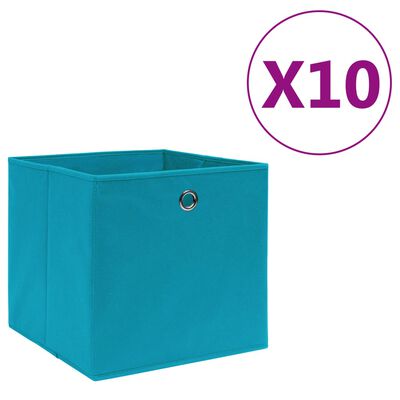 vidaXL Cutii depozitare 10 buc. albastru, 28x28x28 cm textil nețesut