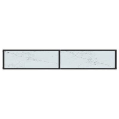 vidaXL Masă consolă, alb marmură, 200x35x75,5 cm, sticlă securizată
