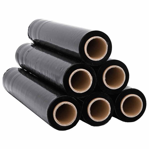 vidaXL Film extensibil 6 buc Negru 30 &mu;m 50 cm x 300 m