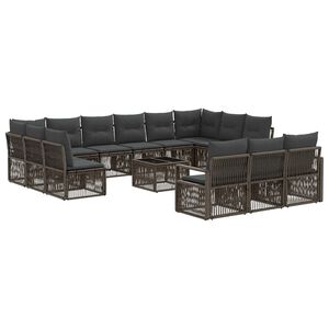 vidaXL Set de canapele pentru grădină 14 buc. Gri poliratan