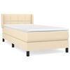 vidaXL Pat box spring cu saltea, crem, 90x200 cm, textil