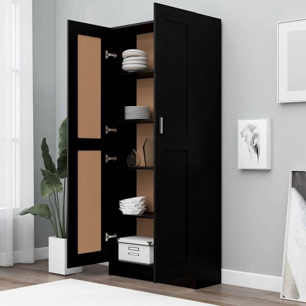 vidaXL Bibliotecă, negru, 82,5x30,5x185,5 cm, lemn prelucrat