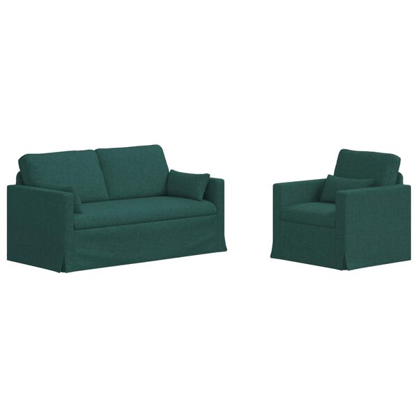 vidaXL Canapea 2 pcs Verde &icirc;nchis 158 x 78 x 80 cm țesătură