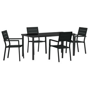 vidaXL Set de masă pentru grădină 5 pcs Negru