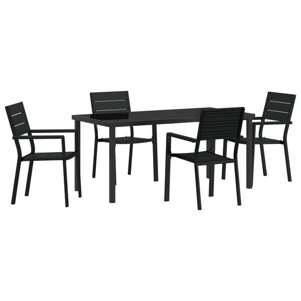 vidaXL Set de masă pentru grădină 5 pcs Negru