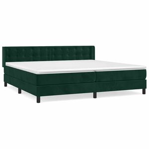 vidaXL Pat box spring cu saltea, verde &icirc;nchis, 200x200 cm, catifea