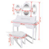 vidaXL Masă de toaletă cu taburet și 3 oglinzi, alb
