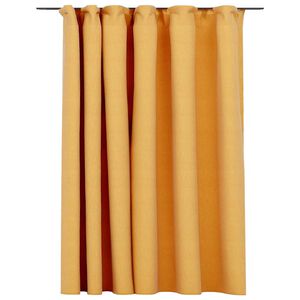 vidaXL Draperie opacă, aspect de in, galben, 290 x 245 cm, cu c&acirc;rlige