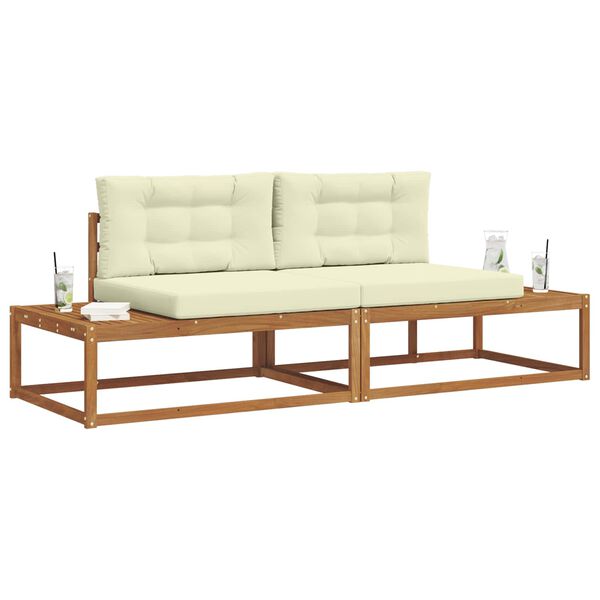 vidaXL Set de canapele de exterior cu pernă 2 Bucată Natural și Crem