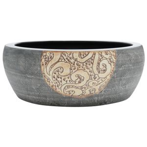 vidaXL Lavoar de blat, negru și maro, rotund, &Phi;41x14 cm, ceramică