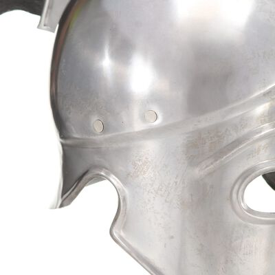 vidaXL Coif războinic grec aspect antic, joc roluri, argintiu, oțel