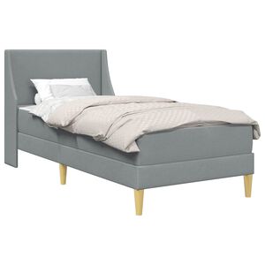 vidaXL Cadru de pat cu saltea Gri deschis 90 x 190 cm țesătură