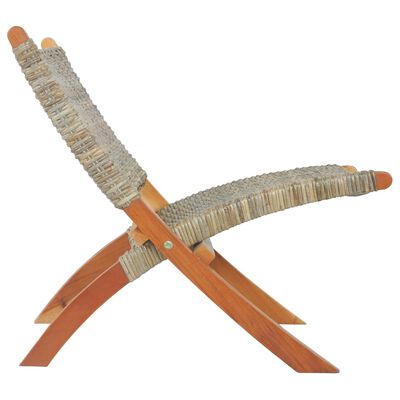 vidaXL Scaun relaxare, natural, ratan kubu și lemn masiv de mahon