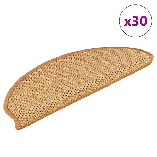 vidaXL Covorașe scară autoadezive aspect sisal 30 buc 65x21x4 cm sisal