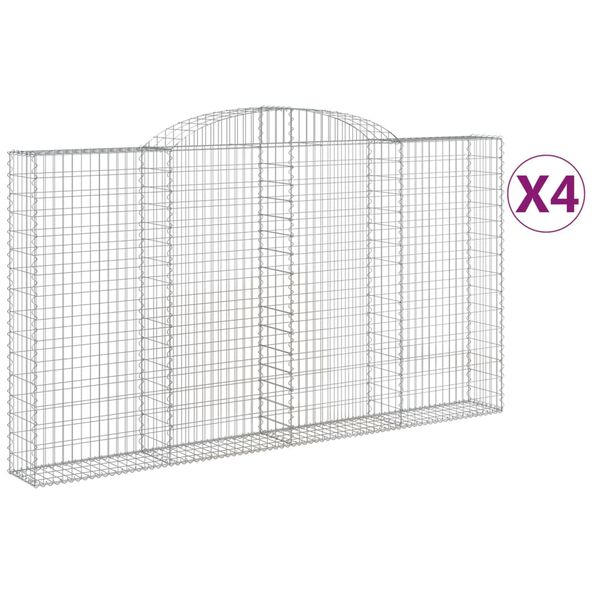 vidaXL Coșuri gabion arcuite 4 buc. 300x30x160/180 cm, fier galvanizat