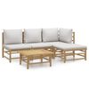 vidaXL Set mobilier de grădină cu perne gri deschis, 5 piese, bambus