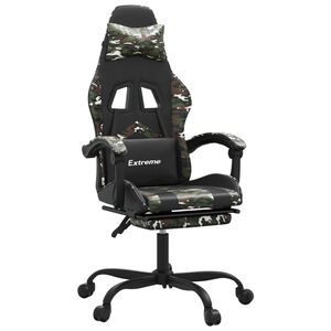 vidaXL Scaun de gaming cu suport picioare negru/camuflaj piele eco