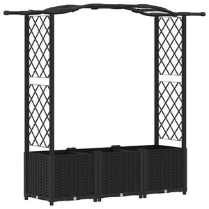 vidaXL Pat Ridicat cu Trellis și Acoperiș Negru 164 x 40 x 138 cm PP