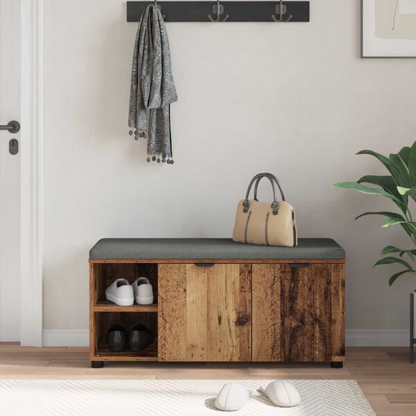 vidaXL Bancă pentru hol cu pernă Simplu Lemn vechi 100 x 38 x 46 cm