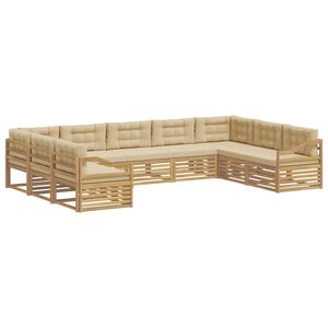 vidaXL Set de canapele de exterior 9 pcs Alb și Bej