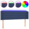 vidaXL Tăblie de pat cu LED, albastru, 147x16x78/88 cm, textil