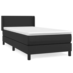 vidaXL Pat box spring cu saltea, negru, 100x200 cm, piele ecologică