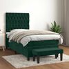 vidaXL Pat box spring cu saltea, verde &icirc;nchis, 90x200 cm, catifea
