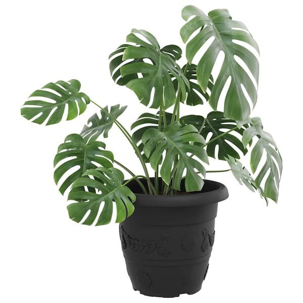 vidaXL Ghiveci rotund pentru flori 6 pcs Negru &Oslash; 26 x 21.5 cm Plastic