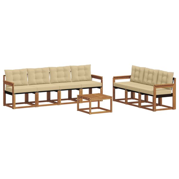 vidaXL Set de canapele de exterior cu pernă 8 pcs Natural și Bej