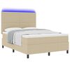 vidaXL Pat cu arc LED cu headboard Gri deschis și alb. 140 x 200 cm