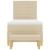 vidaXL Pat cu arcuri cu saltea cu headboard Crem 90 x 200 cm țesătură
