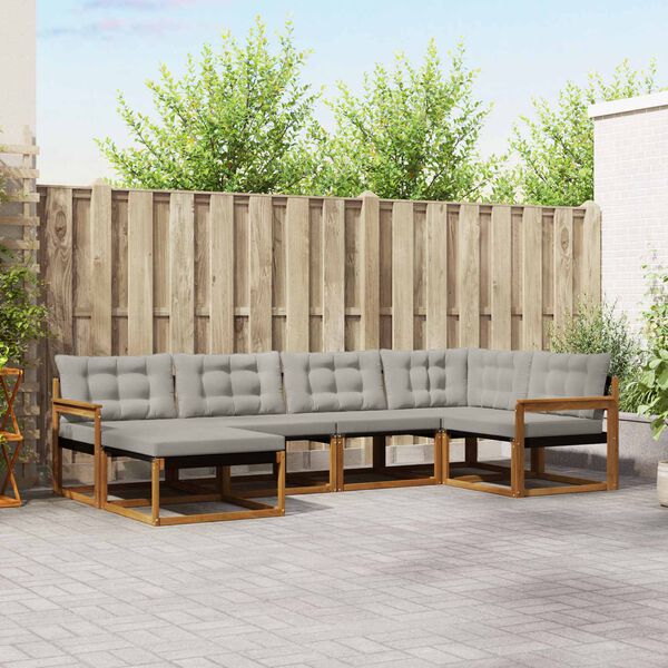 vidaXL Set de canapele de exterior 6 pcs Gri natural și deschis