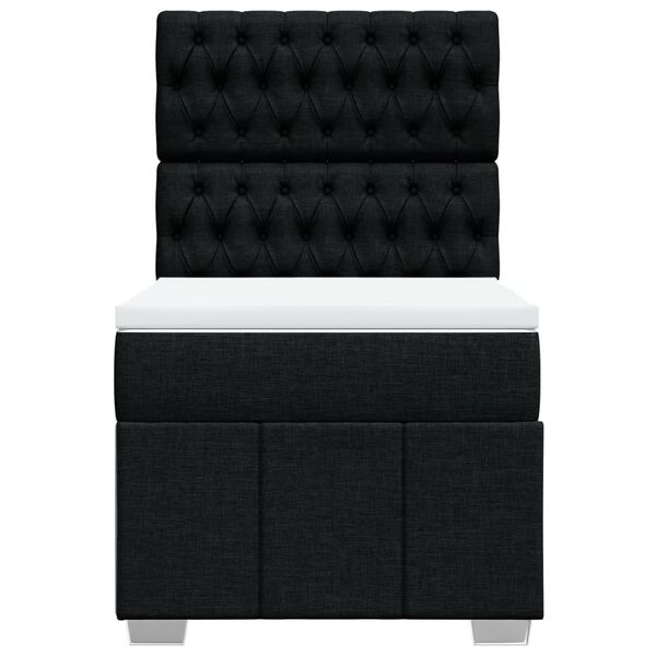 vidaXL Pat box spring cu saltea, negru, 80x200 cm, textil