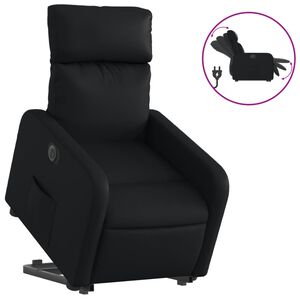 vidaXL Fotoliu rabatabil electric cu ridicare, negru, piele ecologică