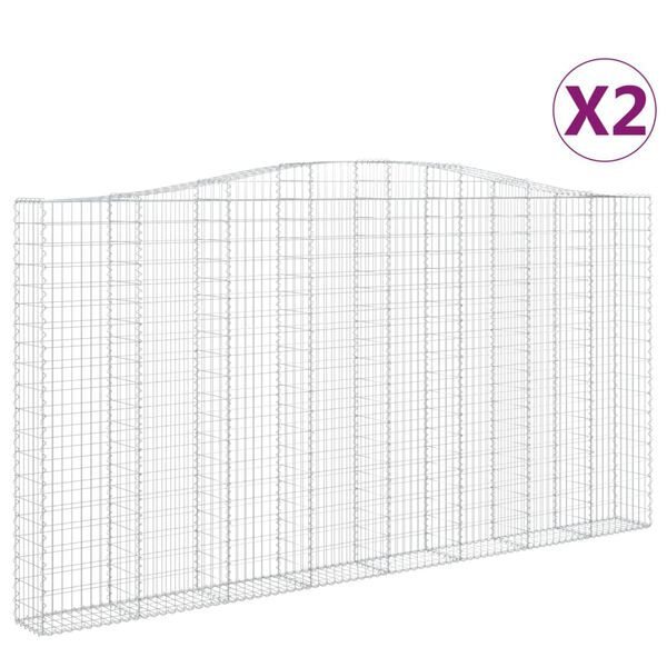 vidaXL Coșuri gabion arcuite 2 buc. 400x30x200/220 cm fier galvanizat