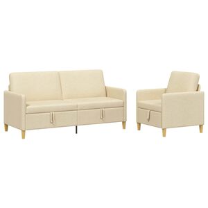 vidaXL Set de canapea cu spațiu de depozitare 2 buc. Crem Poliester