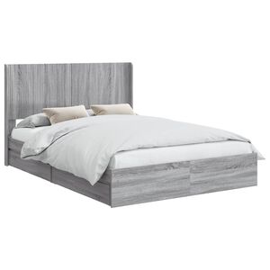 vidaXL Cadru de pat cu depozitare și tăblie Sonoma gri 150 x 200 cm