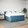 vidaXL Pat box spring cu saltea, albastru, 200x200 cm, catifea