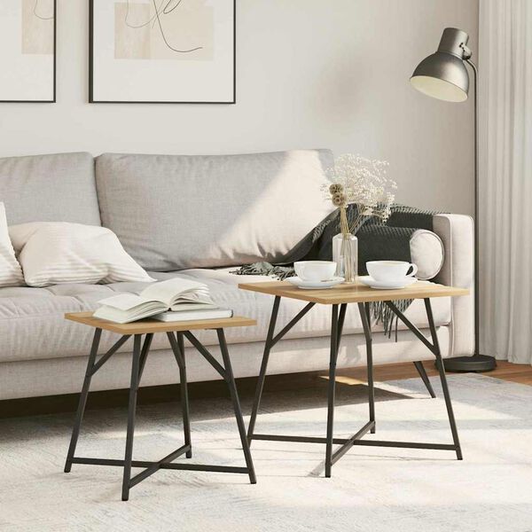 vidaXL Set măsuțe laterale 2 pcs Stejar Artisan și Negru