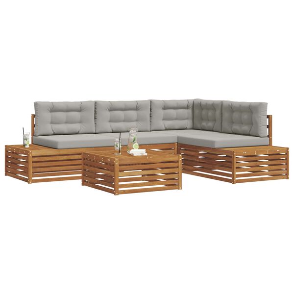 vidaXL Set de canapele de exterior 5 Bucată Gri natural și deschis