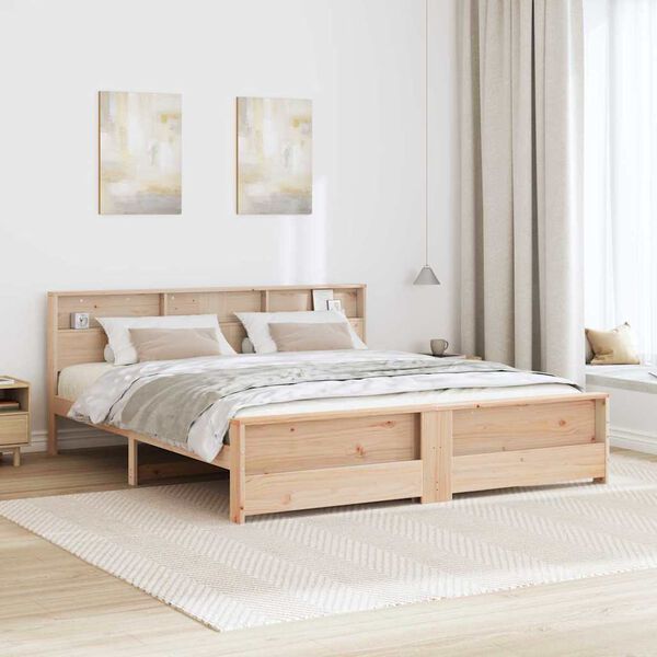 vidaXL Cadru de pat cu headboard Maro 200 x 200 cm Lemn compozit