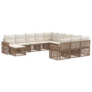 vidaXL Set de canapele pentru grădină 12 pcs Bej și alb crem poliratan
