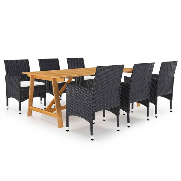 vidaXL Set mobilier de grădină, 7 piese, negru