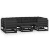 vidaXL Set mobilier grădină cu perne, 7 piese, negru, lemn masiv pin