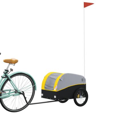 vidaXL Remorcă pentru biciclete, negru și galben, 30 kg, fier