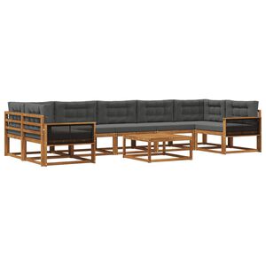 vidaXL Set de canapele de exterior cu pernă 8 pcs Natural și Antracit