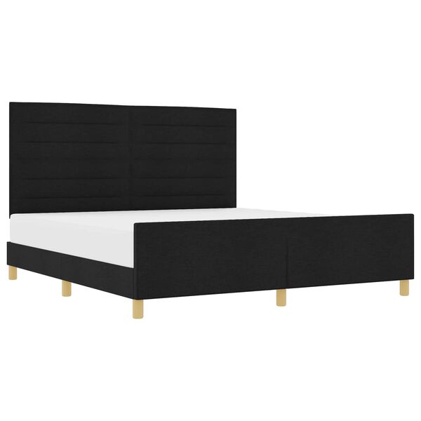 vidaXL Cadru de pat cu headboard Negru 180 x 200 cm țesătură