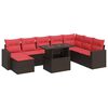 vidaXL Set canapele de grădină cu perne, 9 piese, maro, poliratan