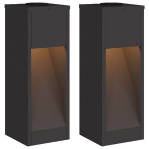 vidaXL Lampa de parcurs LED solar 2 pcs Negru Oțel laminat la rece